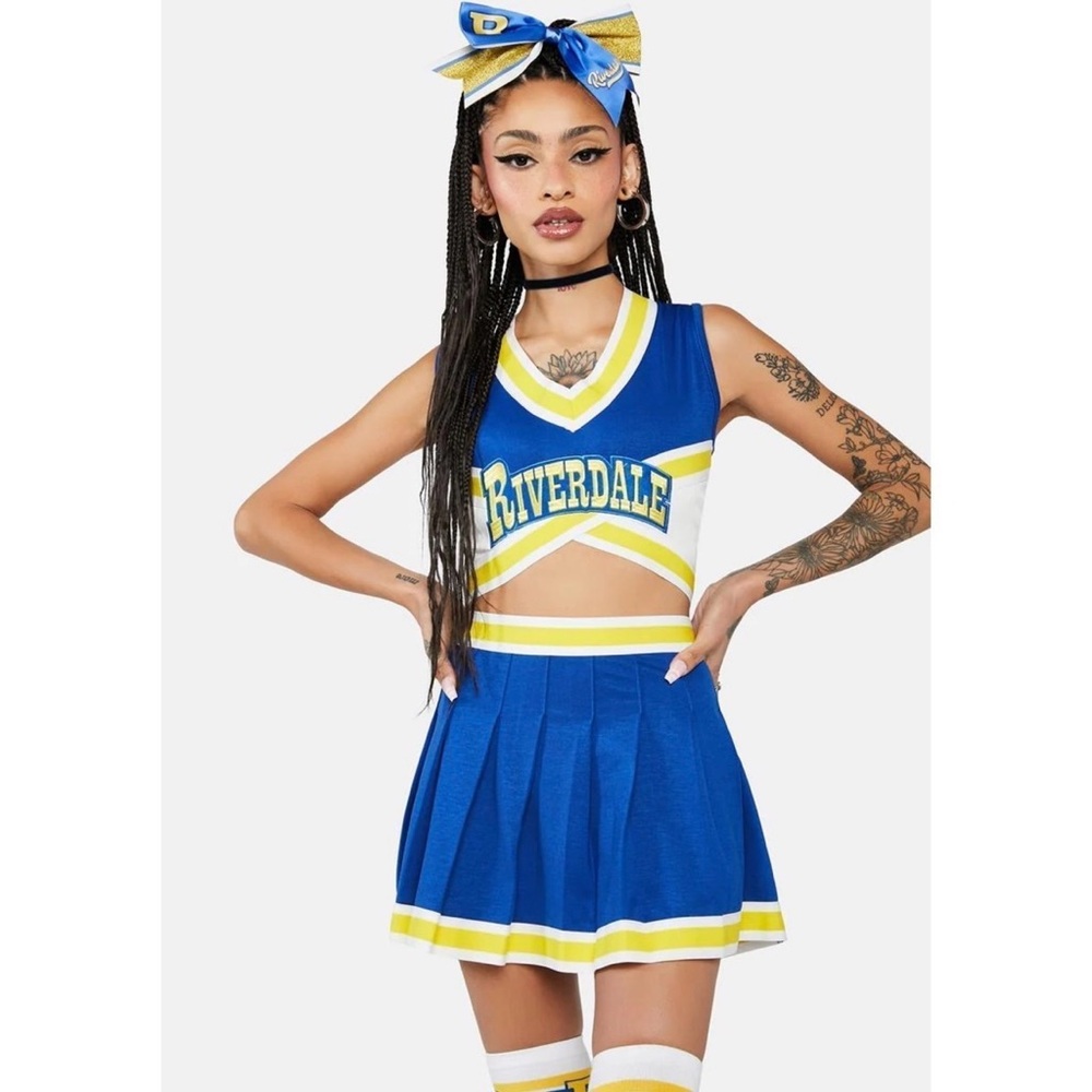 New Dolls Kill x Archie Comics Riverdale Cheerleader Costume Uniform Set XS💙📣💛 - Picture 5 of 8